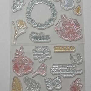 Mixed Media Art Stamps - Silver, Gold, Pink